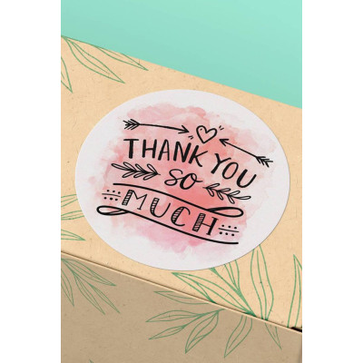 4x4cm Kuşe Sticker Paketleme - 45 Adet Teşekkürler Etiketi