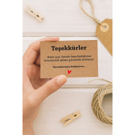 100 Adet - 8x5 Cm - Teşekkürler Yazılı Kraft T..