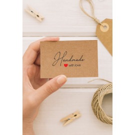 100 Adet - 8x5 Cm - Handmade With Love Yazılı Kr..