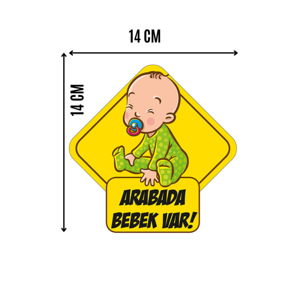 Arabada Bebek Var Araba Stickeri 15x15cm - Sarı