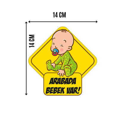 Arabada Bebek Var Araba Stickeri 15x15cm - Sarı