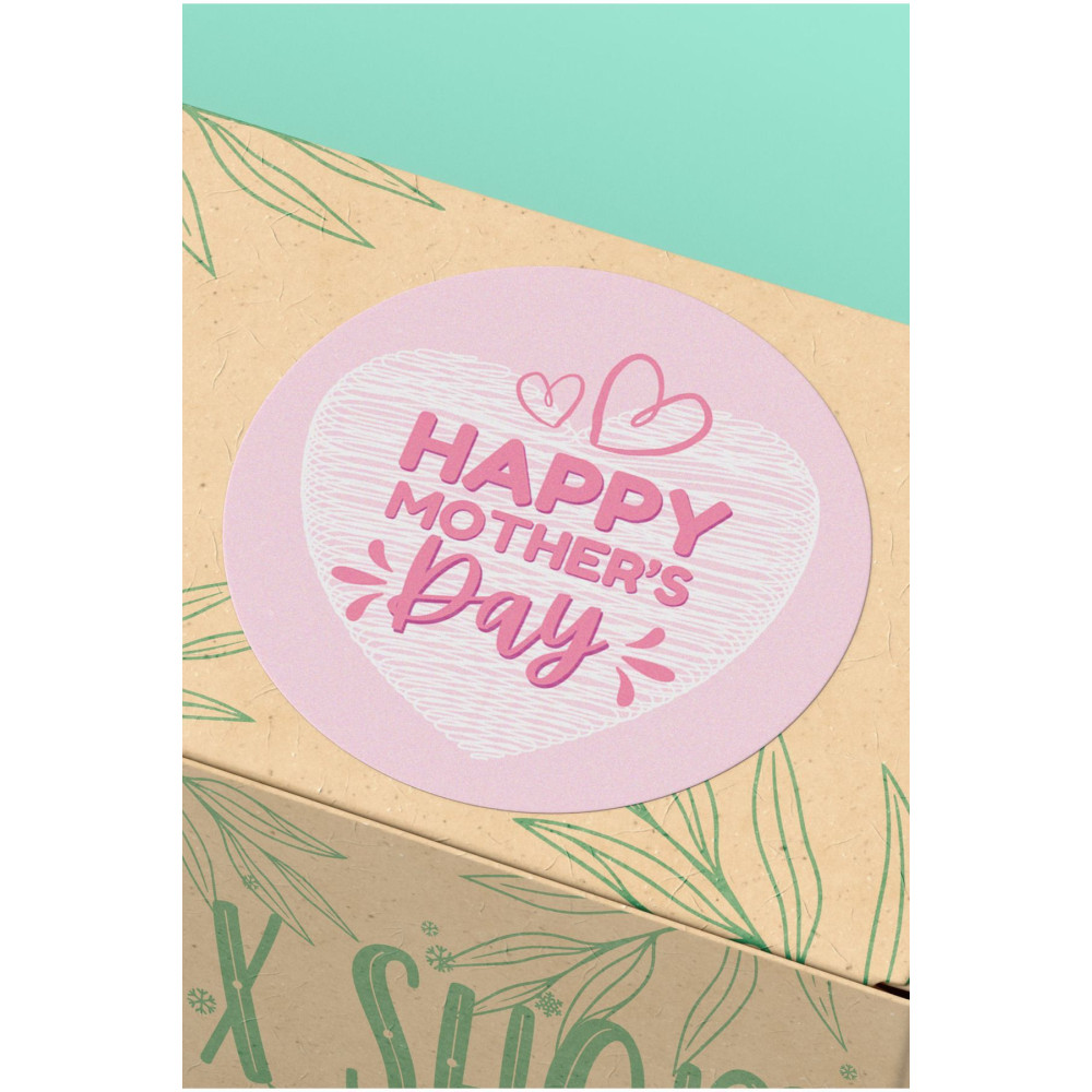 4x4cm - Happy Mothers Day Pembe Kalpli Sticker