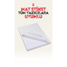 Yapışkanlı Mat Etiket A4 - 25 Adet Tüm Yazıc�..