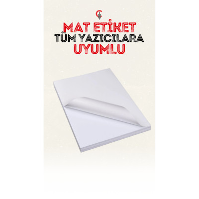 Yapışkanlı Mat Etiket A4 - 25 Adet Tüm Yazıcılara Uygun