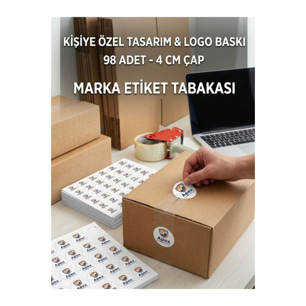 Kişiye Özel 4 cm Yapışkanlı Etiket - 98 Adet