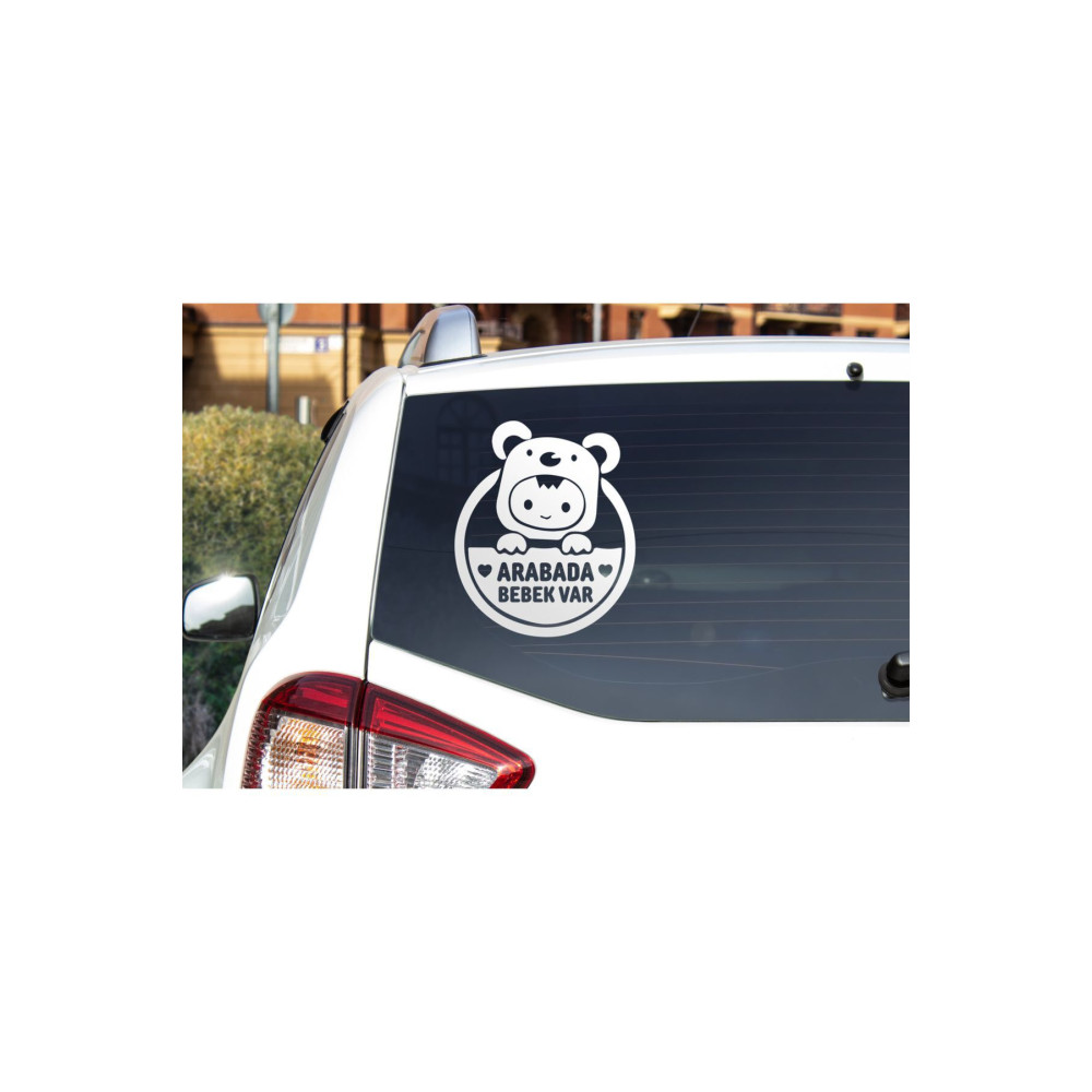 Arabada Bebek Var Araba Cam Sticker 24x28cm