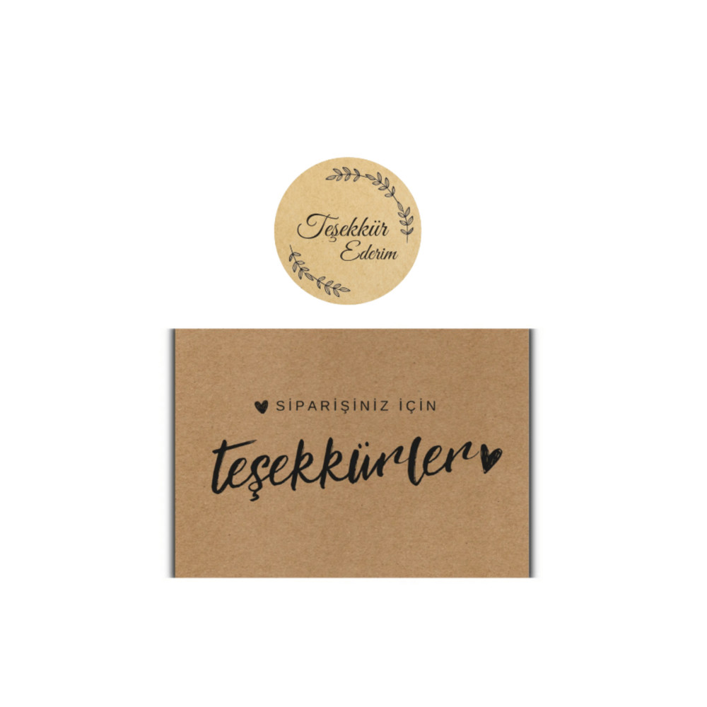 Teşekkür Kartı 50 Adet 8x5 Cm Kraft Kartvizit