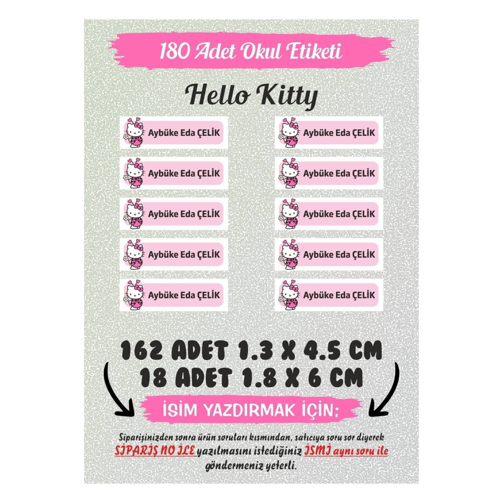 Okul Etiketi Kalem Defter Özel İsim Yazılabilen Etiket 180 Adet
