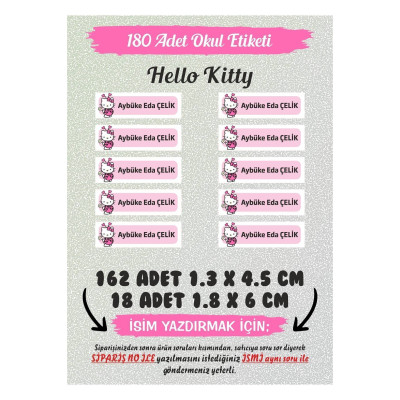 Okul Etiketi Kalem Defter Özel İsim Yazılabilen Etiket 180 Adet