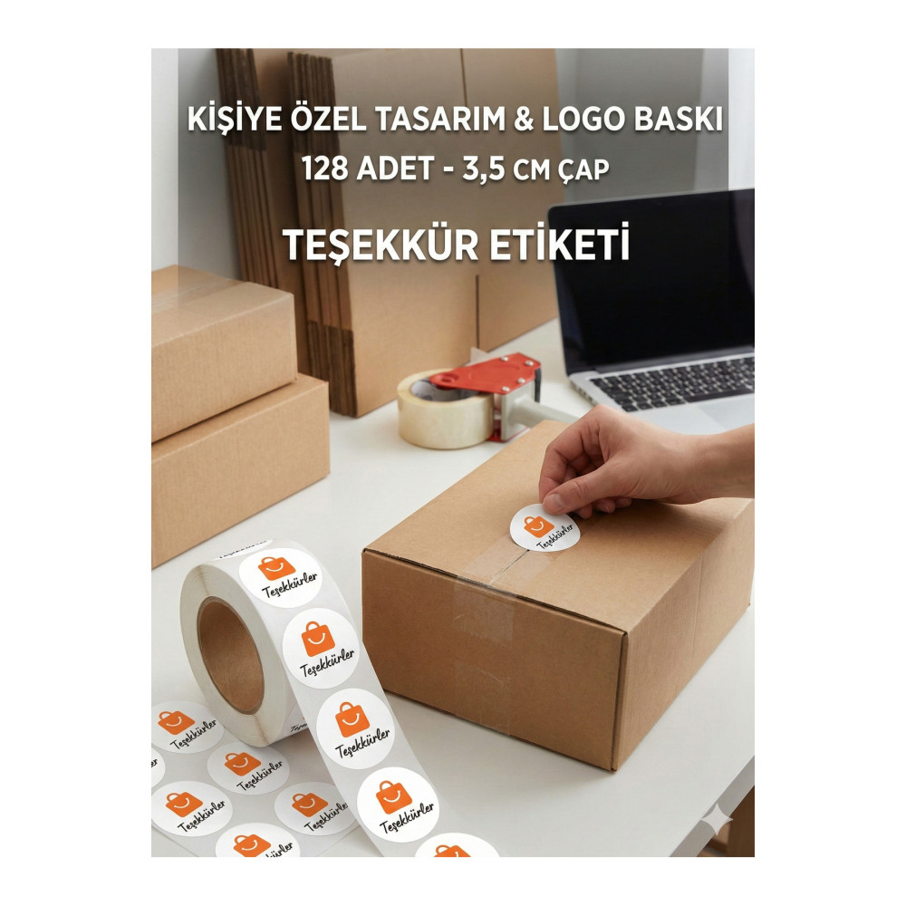 Kişiye Özel 3,5 cm Yapışkanlı Etiket - 128 Adet