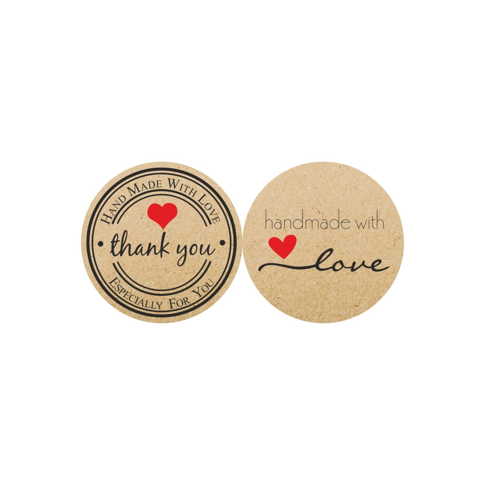 60 Adet Kraft Görünümlü Handmade Sticker Etiket Çıkartma