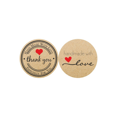 60 Adet Kraft Görünümlü Handmade Sticker Etiket Çıkartma