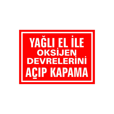 Oksijen Tüpü Valfi Manometre Yağlama Etiketi - 17,5 X 25 cm