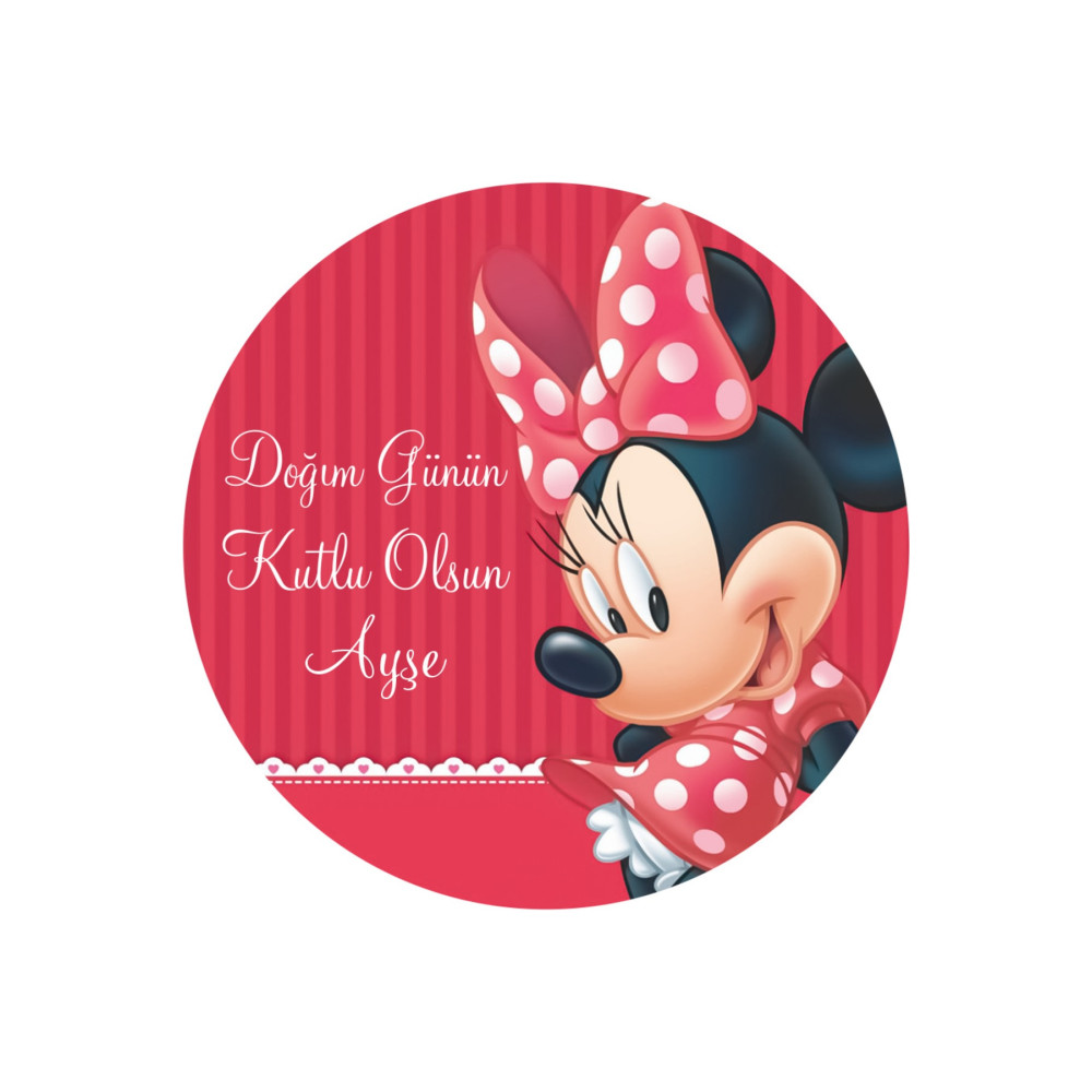 15 Adet Minnie Mouse Doğum Günü Yuvarlak Etiket Sticker
