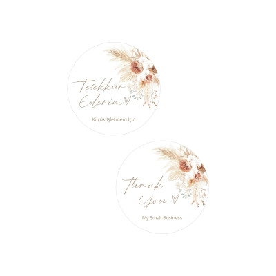 64 Adett Boho Thank You Yapışkanlı Sticker Etiket Hediyeleri