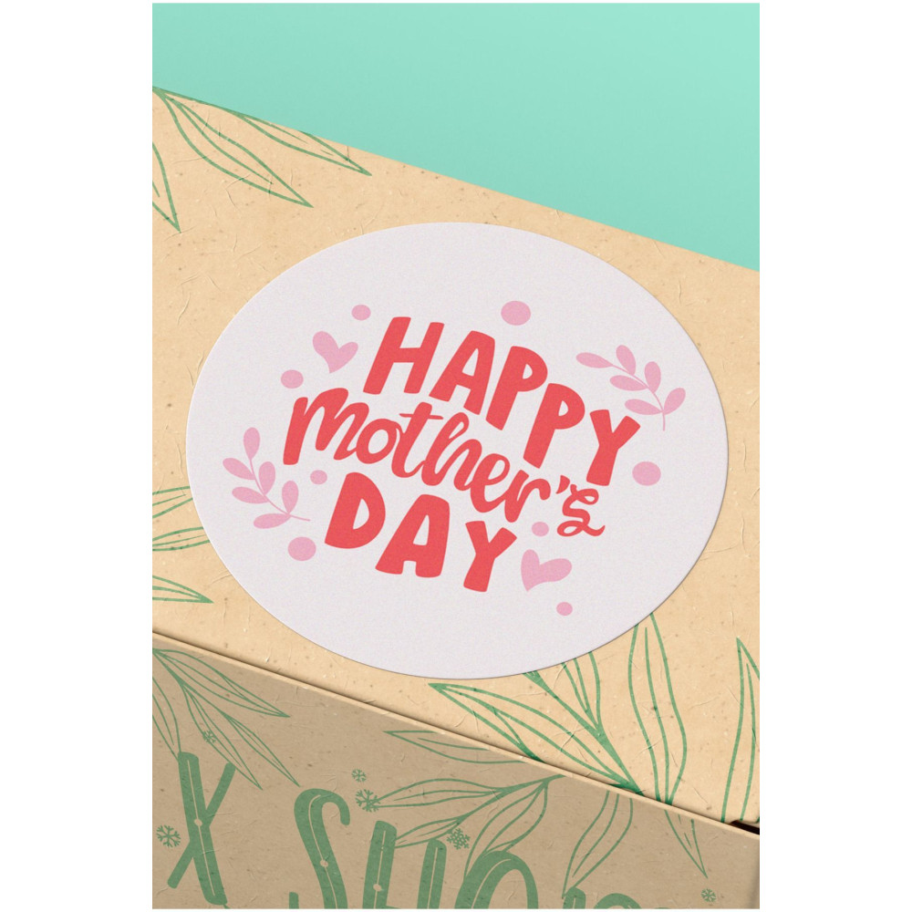 4x4cm Pembe Anneler Günü Sticker - 45 Adet