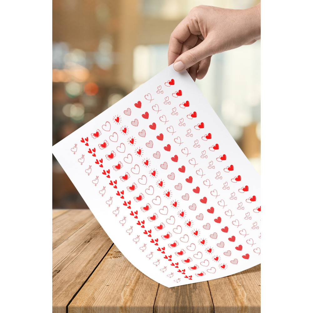 160 Adet Kırmızı Renk El Çizimi Klasik Etiket Sticker
