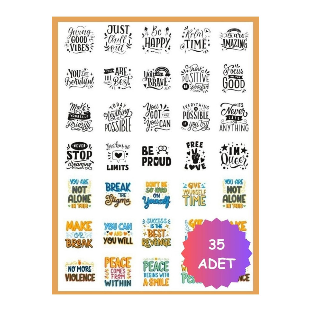 Motivasyon Yazı Sticker Set - Renkli Etiket Çıkartma Kitabı