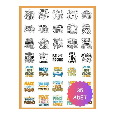 Motivasyon Yazı Sticker Set - Renkli Etiket Çıkartma Kitabı