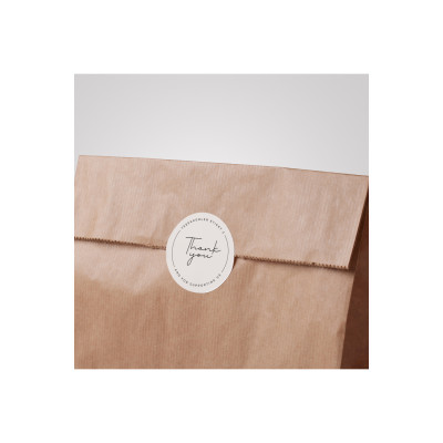 Teşekkürler Kuşe Sticker 4cm Çap - 50 Adet Özelleştirilebilir