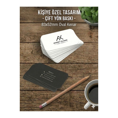 Çift Yön Baskılı Oval Kesimli Kartvizit 100 Adet