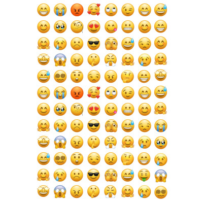 Karışık Emoji Sticker Seti - 96 Adet Duygu ve Yüz İfadesi