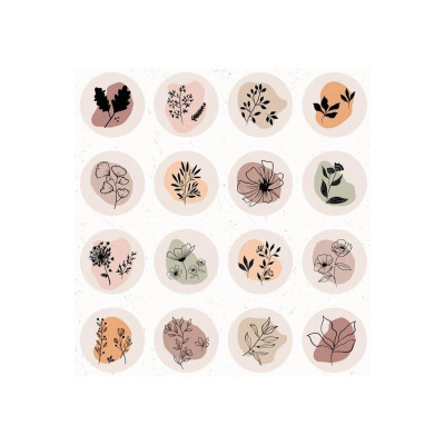 32 Adet Instagram Simgeleri Botanik Kır Çiçekleri Sticker