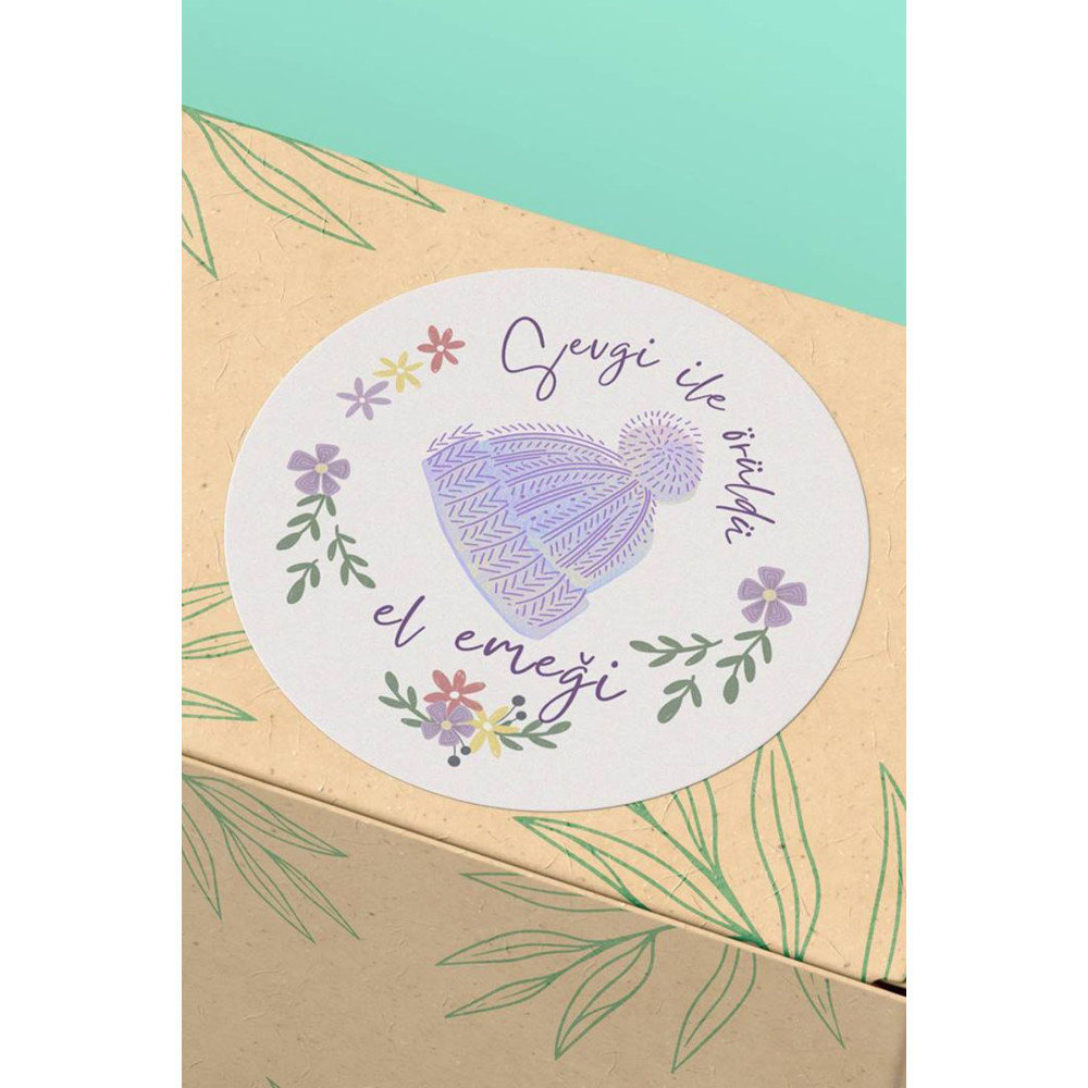 4x4cm Sticker Teşekkürler Etiketi - 45 Adet Lila Mor