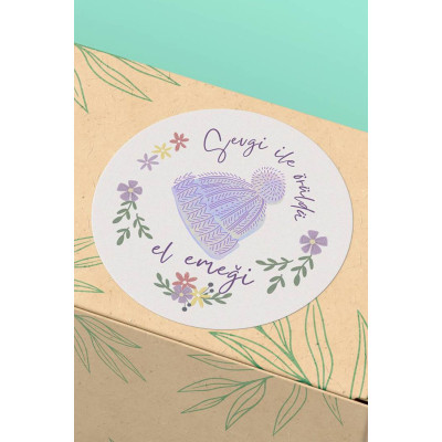 4x4cm Sticker Teşekkürler Etiketi - 45 Adet Lila Mor