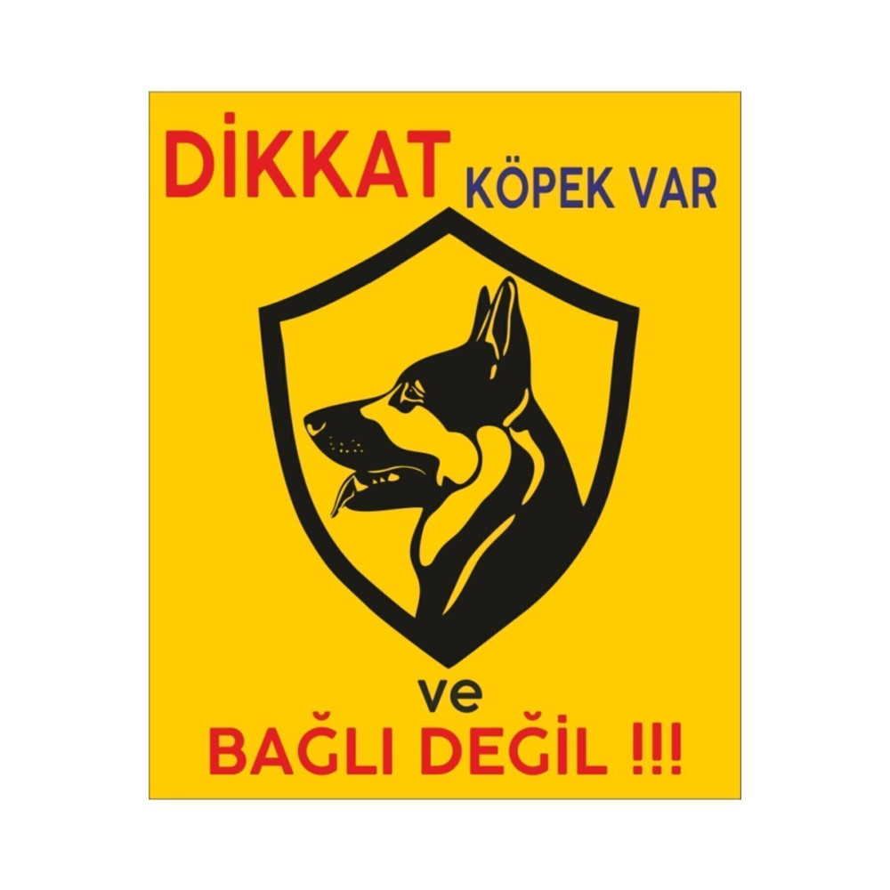 Dikkat Köpek Var Levhası A4 - Folyo Baskı Sticker