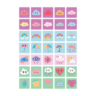 35 Adet Sevimli Bulut Kawaii Sticker Etiket Seti