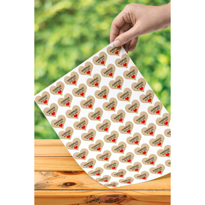 160 Adet Handmade With Love Yapışkanlı Sticker Etiket
