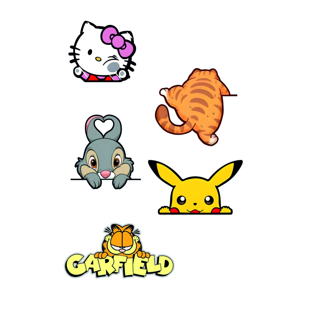 Hello Kitty, Pikachu, Garfield, Yaramaz Tavşan Sticker Seti
