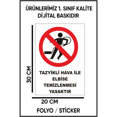 Tazyikli Hava İle Elbise Temizlenmesi Uyarı Sticker