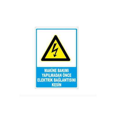 Renklı Sticker 35x50cm - Makina Bakımı İçin Uyarı