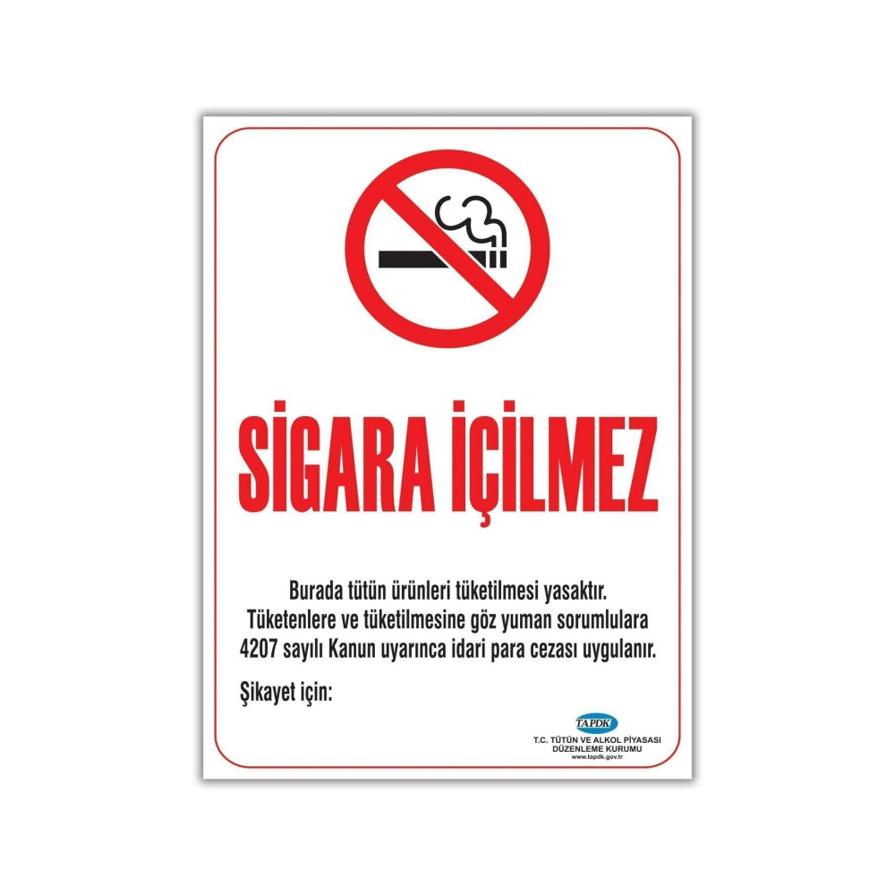 Sigara İçilmez Uyarı İkaz Levhası 49x69 Cm PVC Etiket