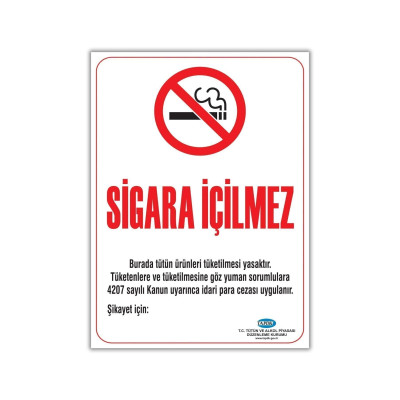 Sigara İçilmez Uyarı İkaz Levhası 49x69 Cm PVC Etiket