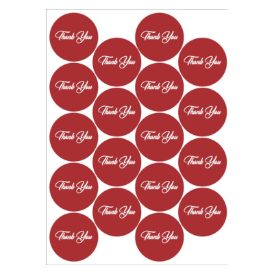 64 Adet Bordo Thank You Sticker Etiket Çıkartma