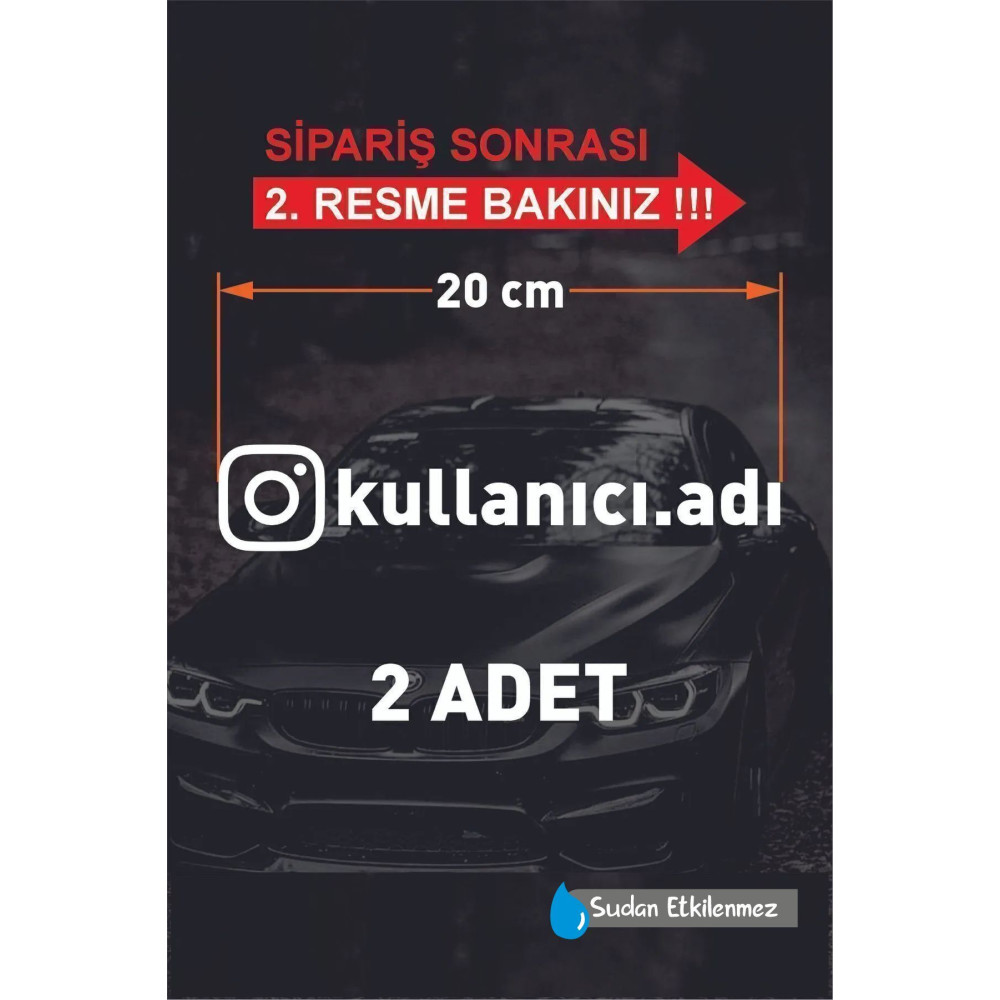 Instagram Kullanıcı Adı - 2 Adet 20 Cm - Cam Sticker Etiketi