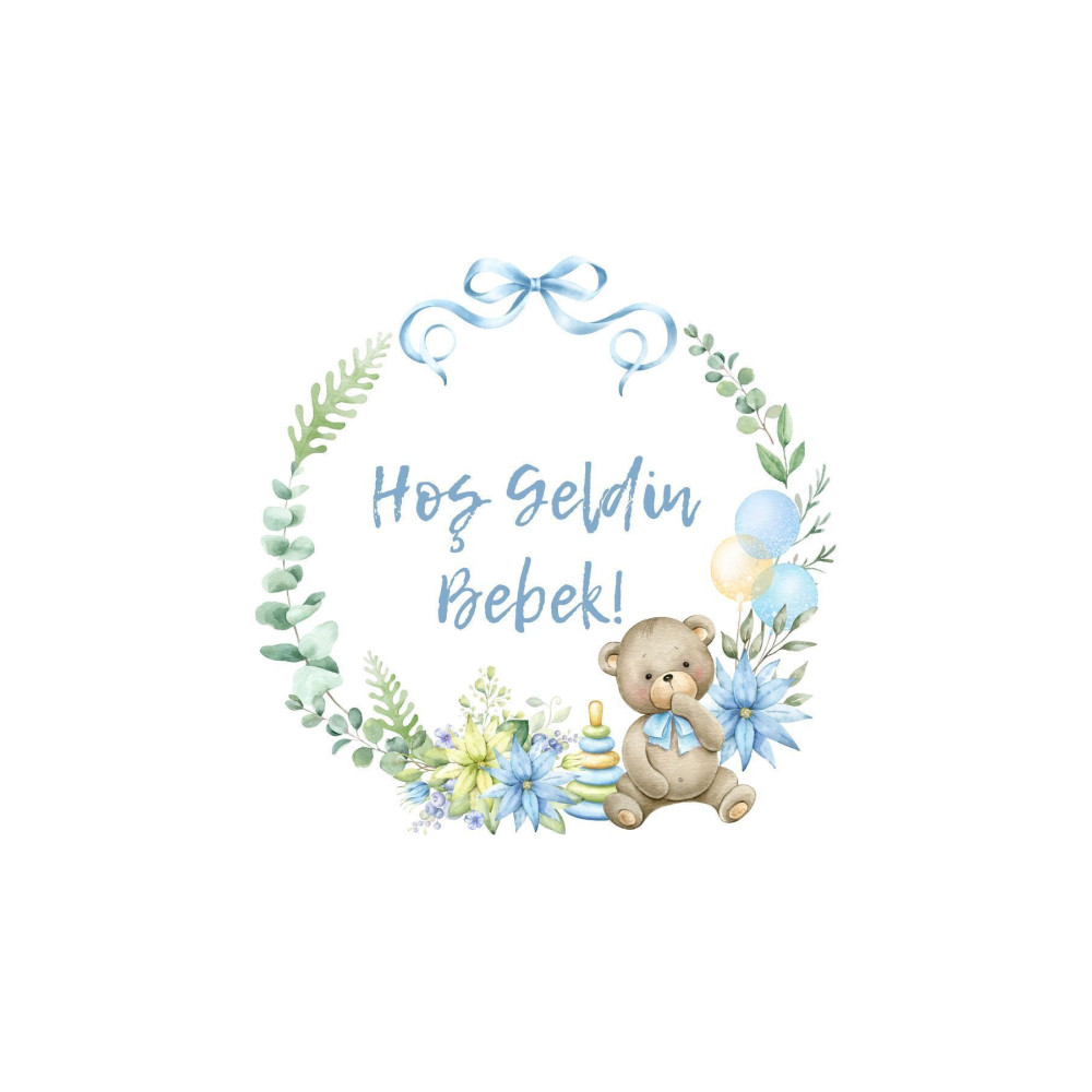 İsme Özel Yuvarlak Bebek Etiket 4 Cm - 70 Adet