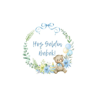 İsme Özel Yuvarlak Bebek Etiket 4 Cm - 70 Adet