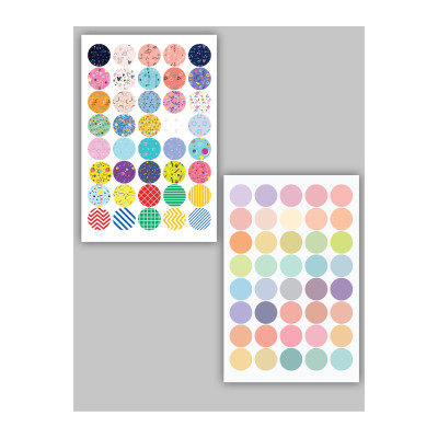 80 Adet Geometrik ve Pastel Desen Dot Nokta Etiket Seti