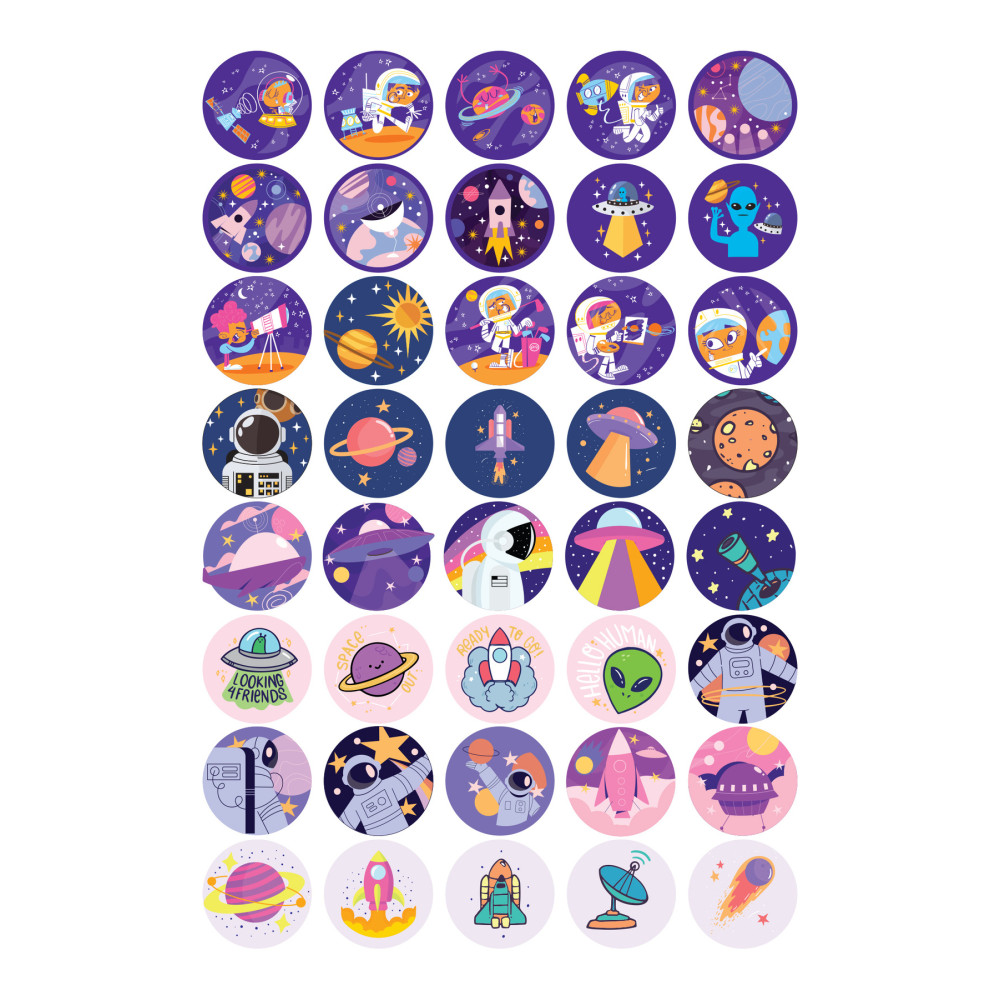 40 Adet Roket Astronot Uzay Temalı Sticker Seti