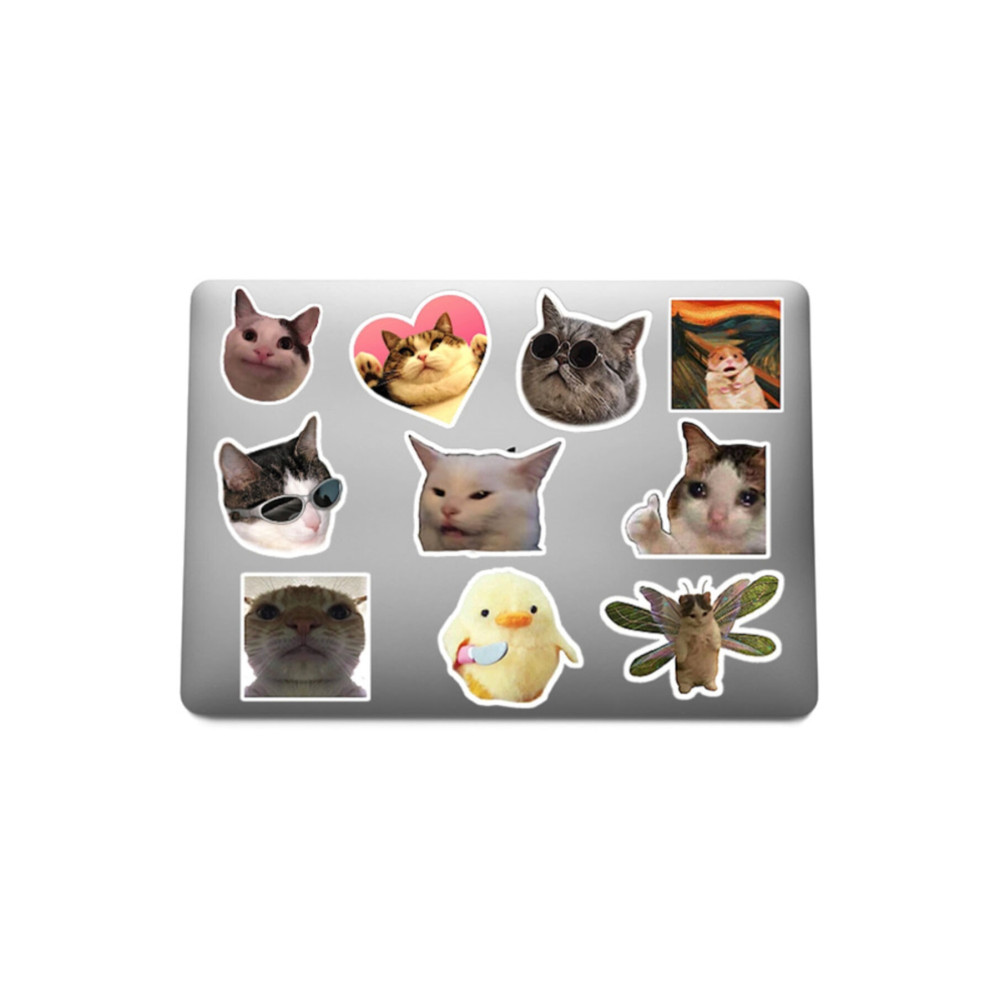 Komik Kedi Laptop Sticker Seti - Eğlenceli Tasarımlar