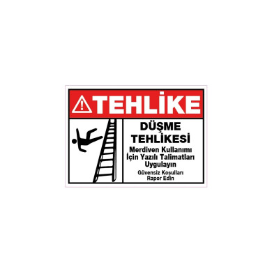 Düşme Tehlikesi Renkli Sticker 35x50 CM