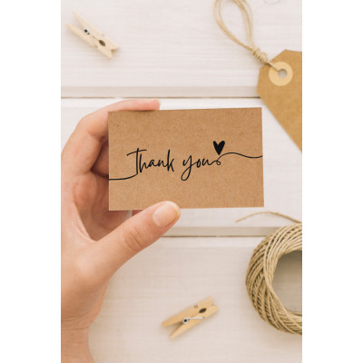 100 Adet Kraft Teşekkür Kartı - Thank You Kartı