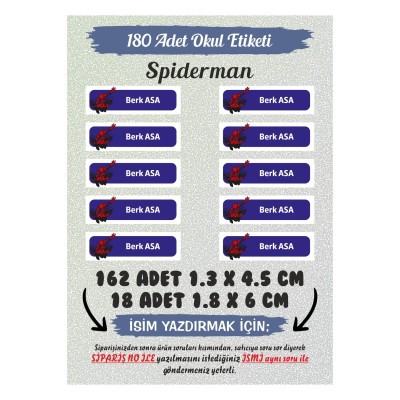 Okul Etiketi Spiderman Kalem Defter 180 Adet