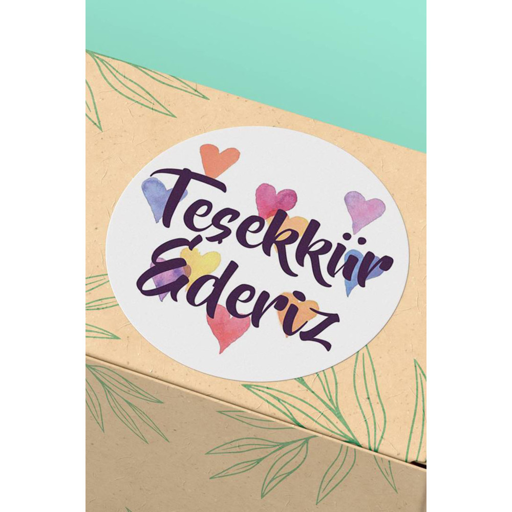 Thank You Sticker Teşekkür Ederiz Kalpli Ambalaj Etiketi