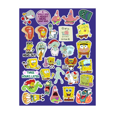 Sünger Bob Kare Şort Seri 2 Sticker Seti