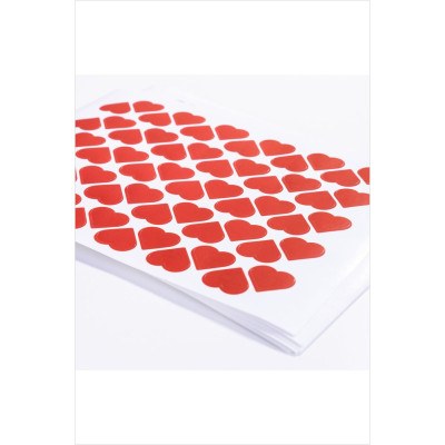 Kırmızı Kalp Sticker - 24 Adet 2 cm Kalp Süsleme